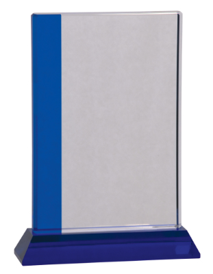 Rectangle Accent Glass on Blue Base - Engraved Glass Plaque - Blue