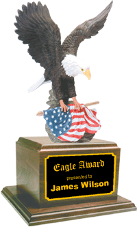 Resin Eagle with Flag on Base