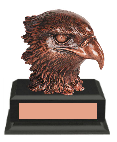 Bronze Eagle Head on Black Wooden Base