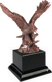 Resin Bronze Metalic Eagle on Piano Finish Black Base