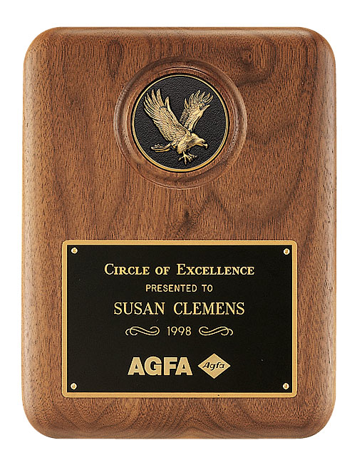 Eagle Walnut Plaque with Medallion