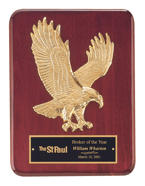 Eagle Rosewood Plaque with Metal Casting