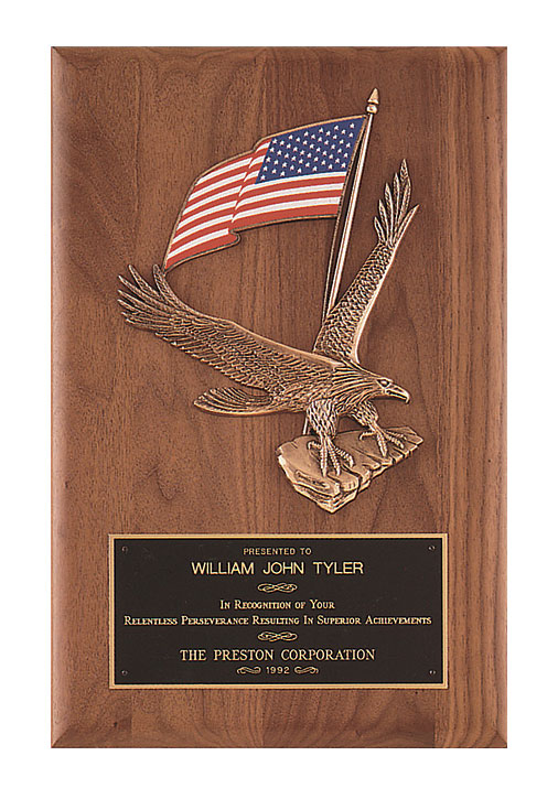Eagle Walnut Plaque with Metal Casting