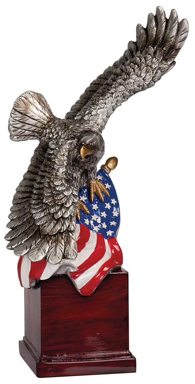 Handpainted Eagle with Flag