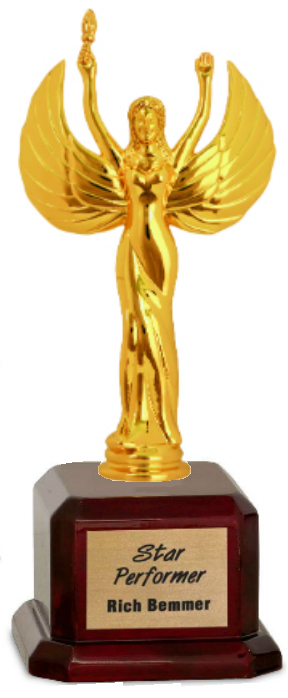 Gold Achievement Figure on Rosewood Base
