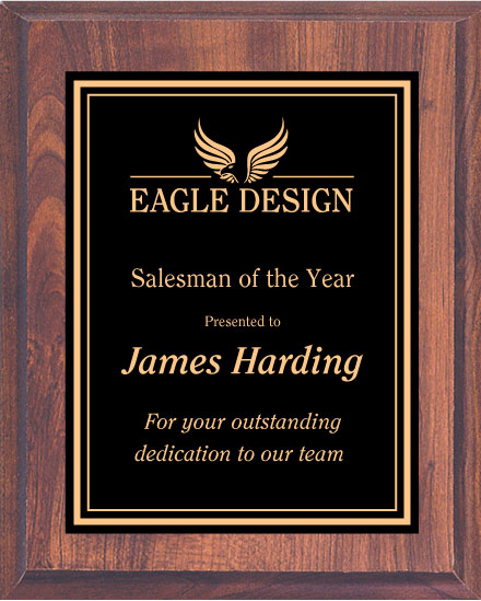 Cherry Finish Plaque with Black/Gold Plate