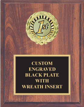 Cherry Finish Plaque with Wreath