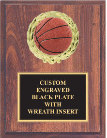 Cherry Finish Plaque with Basketball Insert