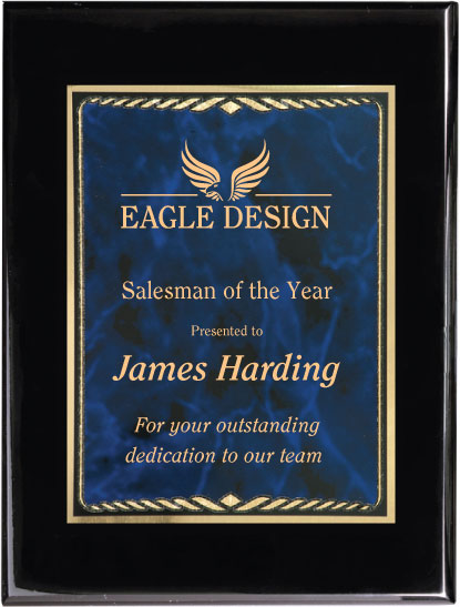 Black Piano Finish Plaque with Blue Designer Plate