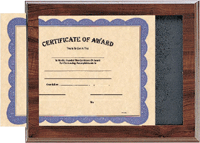 Cherry Finish Slide In Certificate Plaque