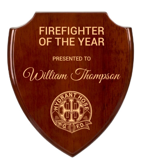 Rosewood Shield Firefighter Plaque