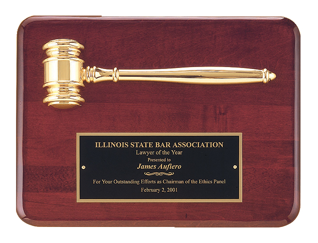 Rosewood Plaque with Metal Gavel