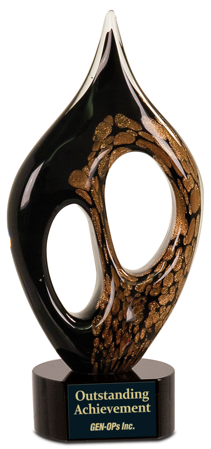 Black/Gold Coral Art Glass