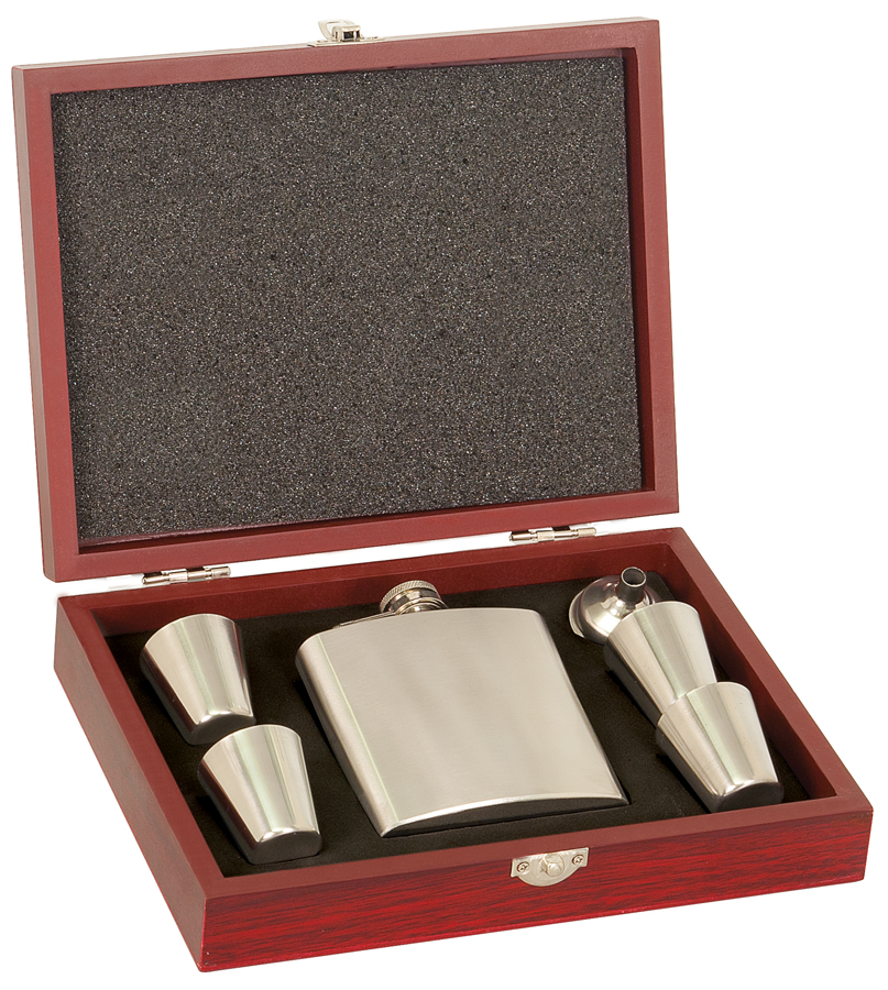 Rosewood Flask Gift Set - Stainless