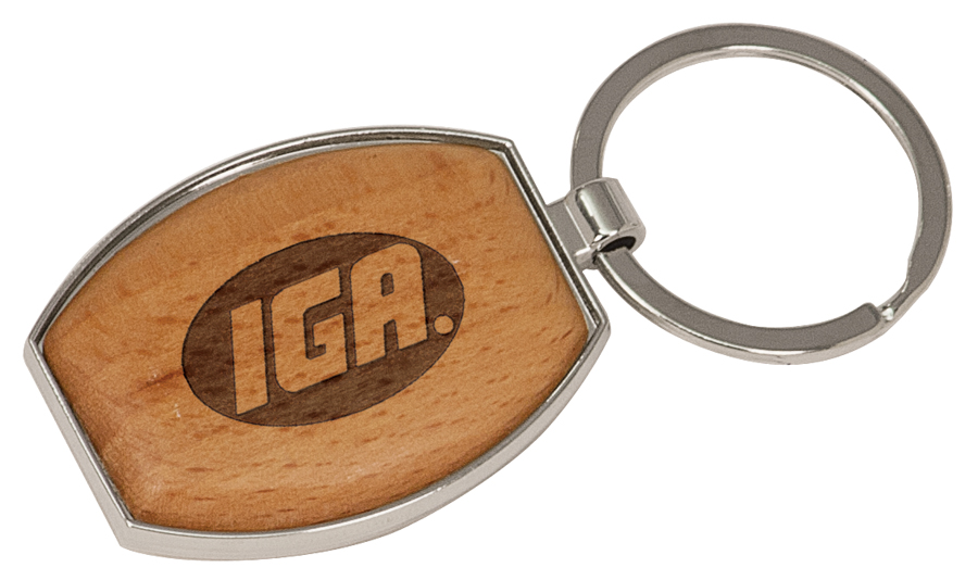 Silver/Wood Oval Key Ring
