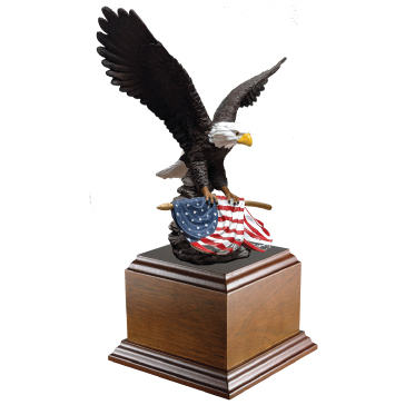 Resin Eagle with Flag on Base