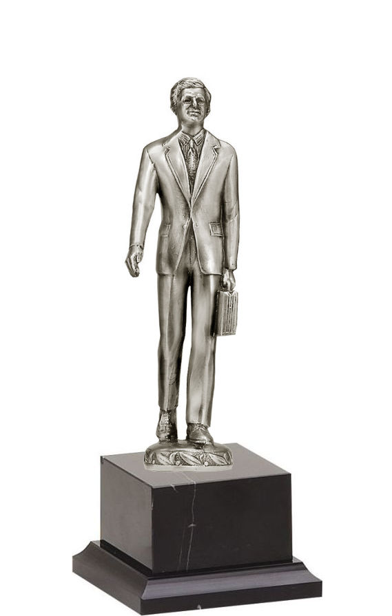Silver Male Achievement Figure on Black Marble Base