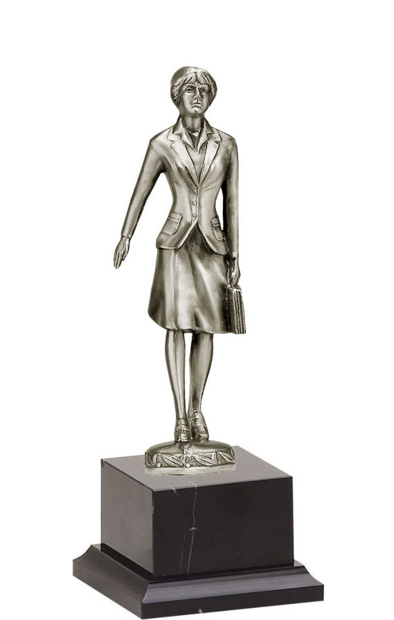 Silver Female Achievement Figure on Black Marble Base