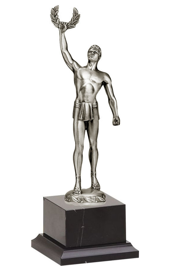 Silver Male Achievement Figure on Black Marble Base