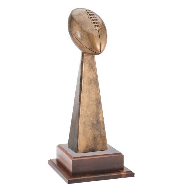 Gold Fantasy Football Award on Walnut Base