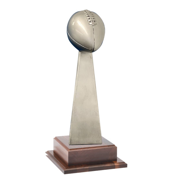 Silver Fantasy Football Award on Walnut Base