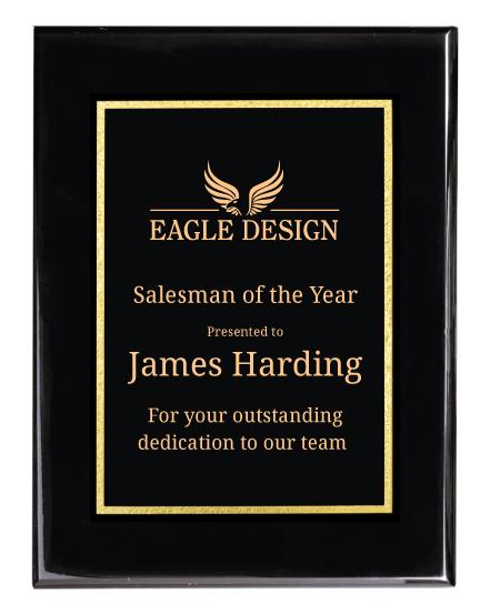 Piano Finish Black Plaque with Designer Plate