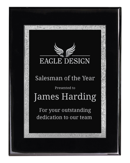Piano Finish Black  Plaque with Designer Plate