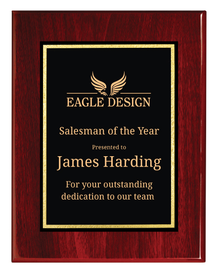 Piano Finish Rosewood Plaque with Designer Plate