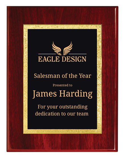 Piano Finish Rosewood Plaque with Designer Plate
