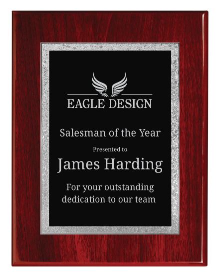 Piano Finisg Rosewood Plaque with Designer Plate