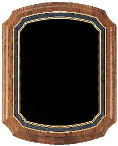 Walnut plaque with black plate