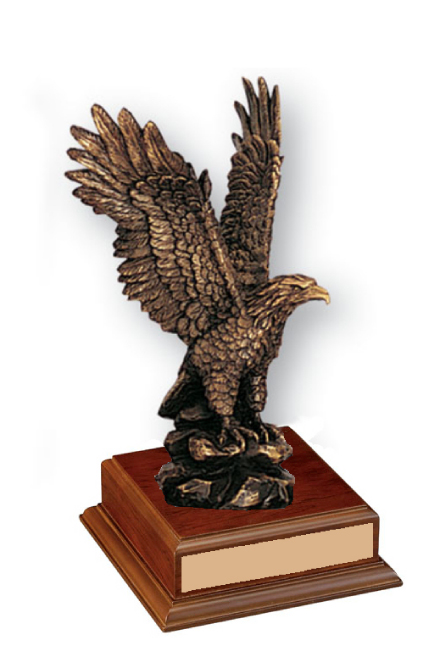 Antique Brass Eagle on Walnut Base 12"