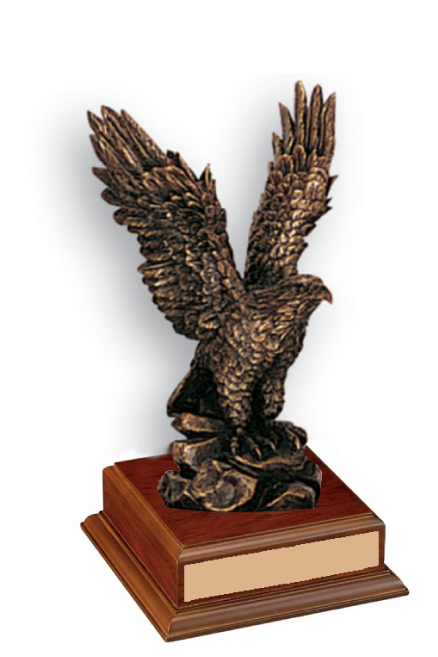 Antique Brass Eagle on Walnut Base 8 1/2"