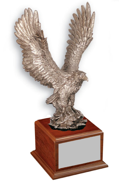 Silver Eagle on Walnut Base 15 1/2"