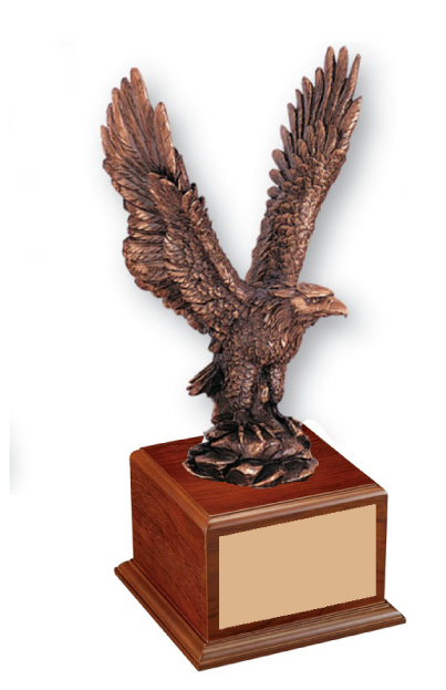 Bronze Eagle on Walnut Base 15 1/2"