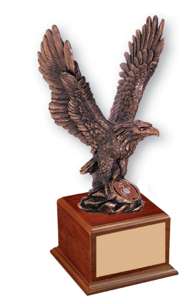 Bronze Eagle with insert on Walnut Base 15 1/2"