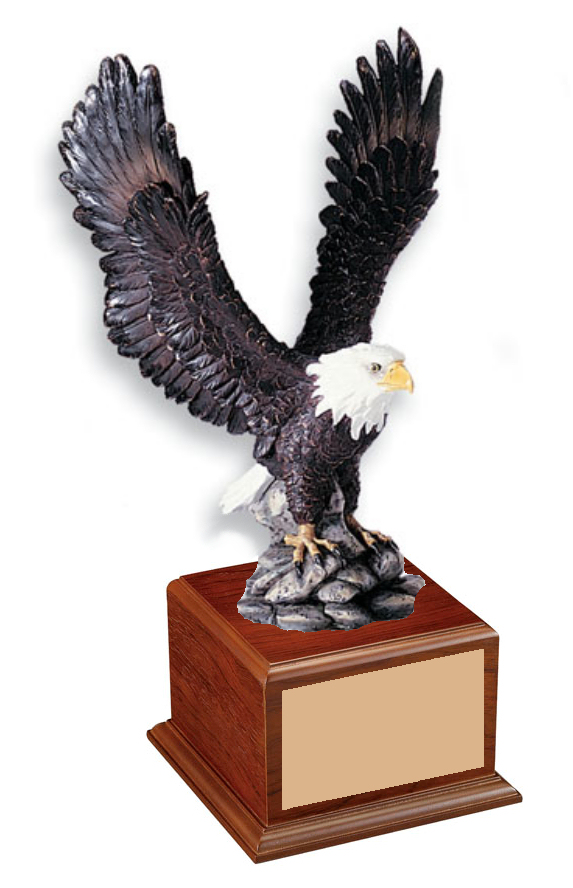 Hand Painted Eagle on Walnut Base 15 1/2"