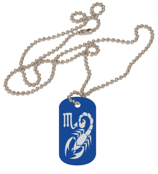 Dog Tag with Ball Chain (blue)