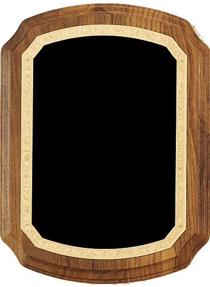 Walnut plaque with black plate