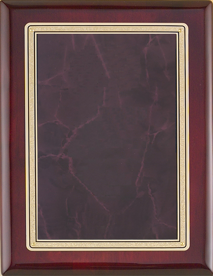 Rosewood piano finish plaque with ruby plate