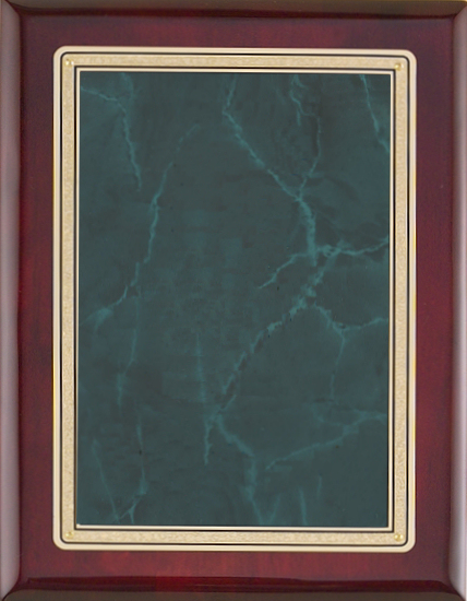 Rosewood piano finish plaque with emerald plate