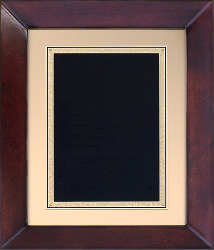 Cherry finish plaque frame with black plate