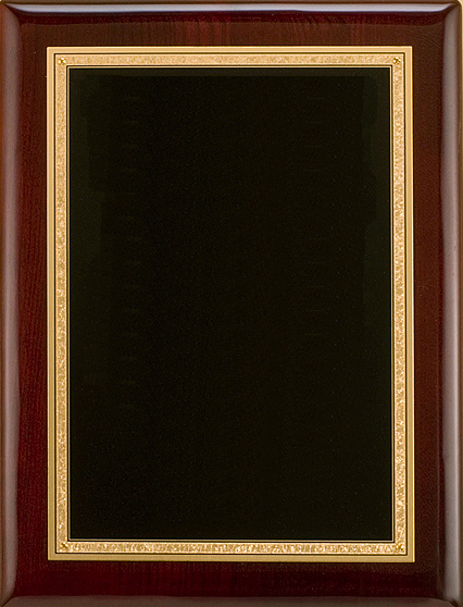 Rosewood piano finish plaque with black plate
