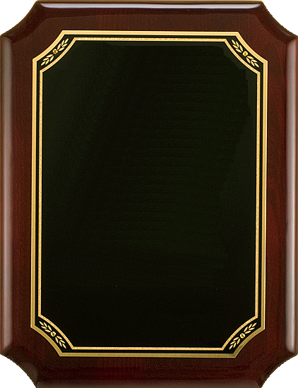 Rosewood piano finish plaque with black plate