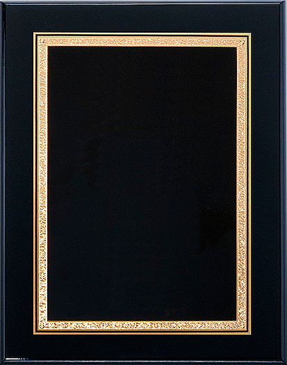 Black piano finish plaque with black plate