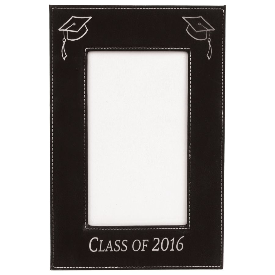 Leatherette Picture Frame Black/Silver