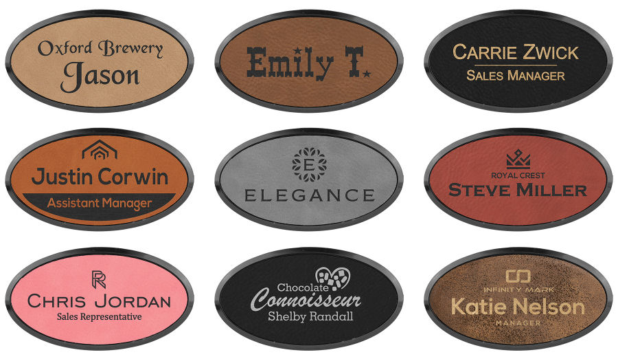 Leatherette Name Badge with frame 1 1/2" x 3