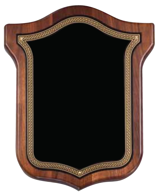 Walnut Shield Plaque with Black Plate