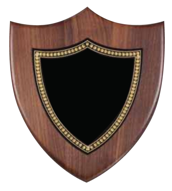 Walnut Shield Plaque with Black Plate