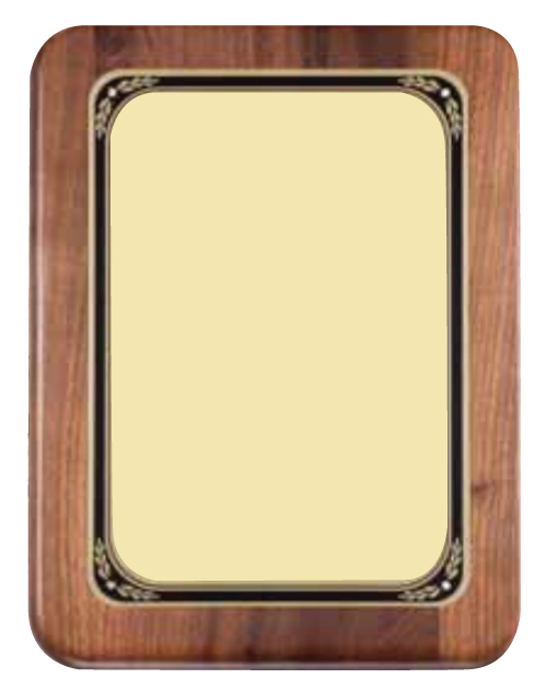 Walnut Plaque with Gold Brass Plate